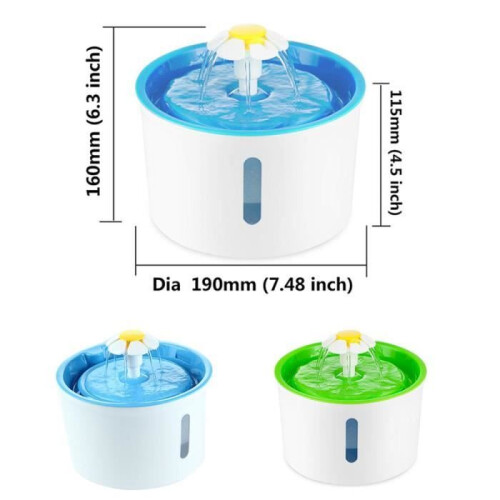 Fonte de água de 1,6L para cães e gatos, azul. 1