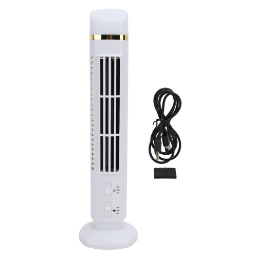 Multifunctional Tower Fan with LED Light, Adjustable Speed, White 1