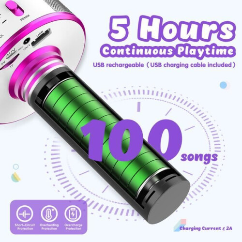 Draadloze karaokemicrofoon - Niet gespecificeerd - Paars - USB - Bluetooth - Kinderen 3-12 jaar 2