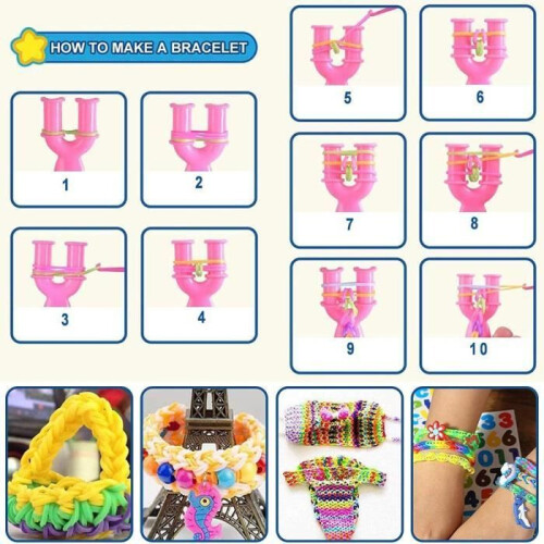 Kit de Tear MINGMEI - Elásticos - Para Crianças - Rosa 1