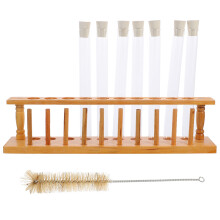 2Sets Chemistry Experiment Kit Glass Tubes with Stoppers Wood Stand