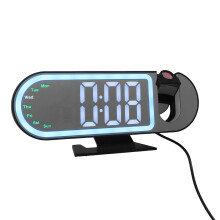 White Mirror Projection Alarm Clock LED Display for Bedroom