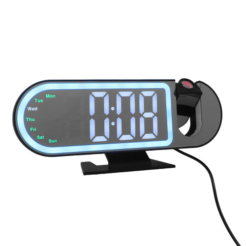 White Mirror Projection Alarm Clock LED Display for Bedroom
