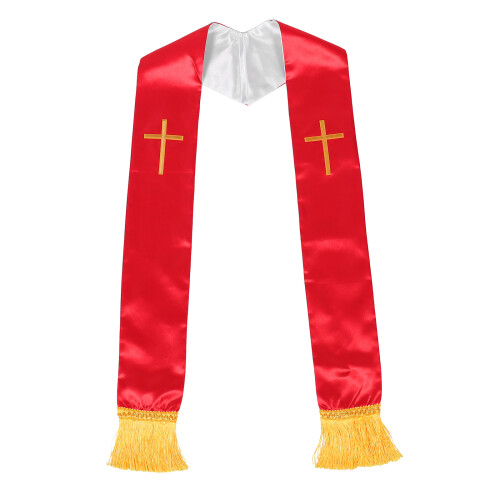 Thin Fabric Embroidered Clergy Stole Tassel Wrap for Wedding Use