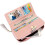 Dames leren portemonnee - Merk - Model - 11 kaarten - Grijs wit roze 2