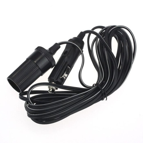 Cigarette lighter extension cable - Car accessory - 12 V 10 A - 5 m - Black - Universal 1