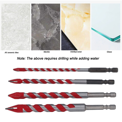 4Pcs Eccentric Twist Drill Bit Set 150mm 6.35mm Hex for Masonry 1