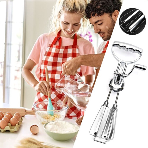 Stainless Steel Double Heads Egg Beaters Ergonomical Handheld Semi-Automatic Egg Mixer Tool Household -Saving Baking 2