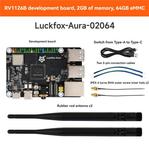 Luckfox Aura Linux Development Board Based  RV1126B, 3 TOPS Computing Power 4K Encoding and Decoding 64GB EMMC 2GB RAM 1