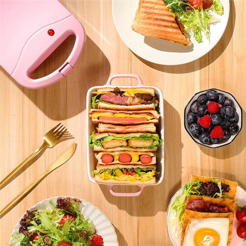 Portable Electric Sandwich Maker Home Multifunctional Machine Non-Stick Breakfast Maker  EU Plug 2