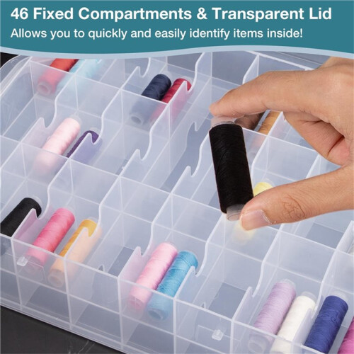 Double Sided 46 Grids Sewing Organizer,Sewing Spool Thread Storage Box, for Embroidery Floss, Jewelry 2