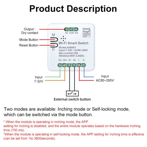 WiFi    Momentary Self-Locking  Module 10A  DIY Breaker Module Control By  Life/Tuya App 2
