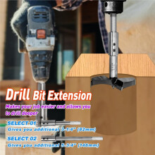 2Pcs 4.5" & 6.8" Forstner Bit Extension for 3/8" Round Shank for Adding over 3-1/4" & 5-3/4" of Drilling Depth