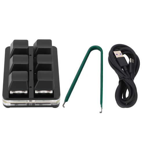 Clavier mécanique à interrupteurs rouges 6 touches, USB-C, noir 1