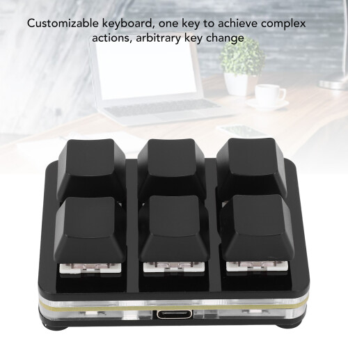 Clavier mécanique à interrupteurs rouges 6 touches, USB-C, noir 2