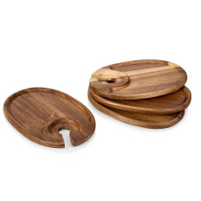 Plates, Wooden Cocktail Plates with Holder, Charcuterie Boards for Wine and Cheese Parties, Cheese Board Serving Trays