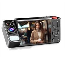 4K 64MP 18X Digital Zoom Camera 270-Degree Rotating Lens 2.8-Inch Camera Image Stabilization Digital Camera Travel Black