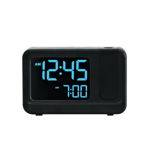 Digital Multifunctional Projector Alarm Clock Simple LCD Electronic Clock Bedside Alarm Table Mute Alarm Clock Black