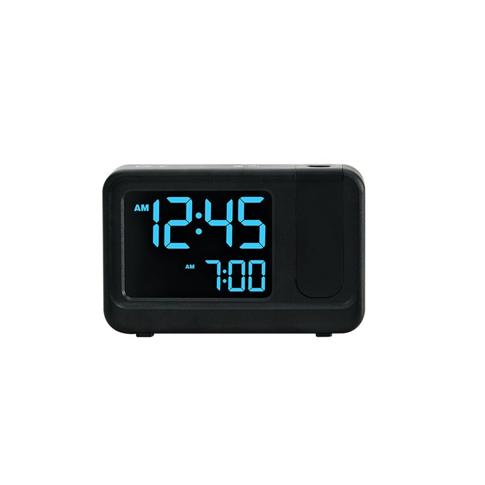 Zandonã Black Digital Multifunctional Projector Alarm Clock Simple Lcd Electronic Clock Bedside Alarm Table Mute Alarm Clock