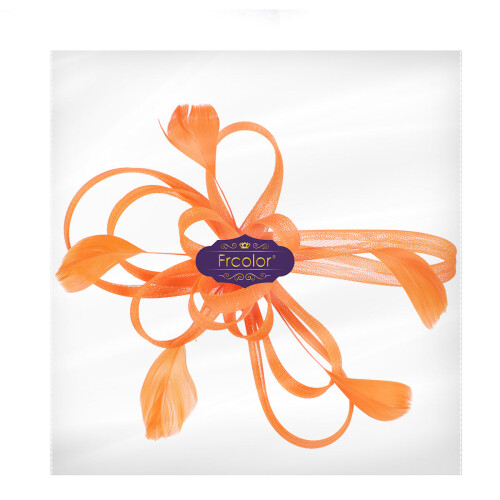 3Pièces Accessoires Pince Cheveux Plume Orange Élégant 1