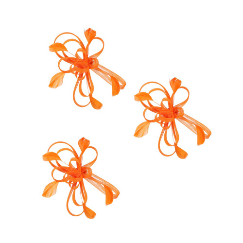 3Pièces Accessoires Pince Cheveux Plume Orange Élégant 2