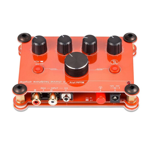 P14 4-Channel Headphone Amplifier DC12V Studio Headphone Distributor 3.5mm Stereo 19 DB Gain EU Plug 1