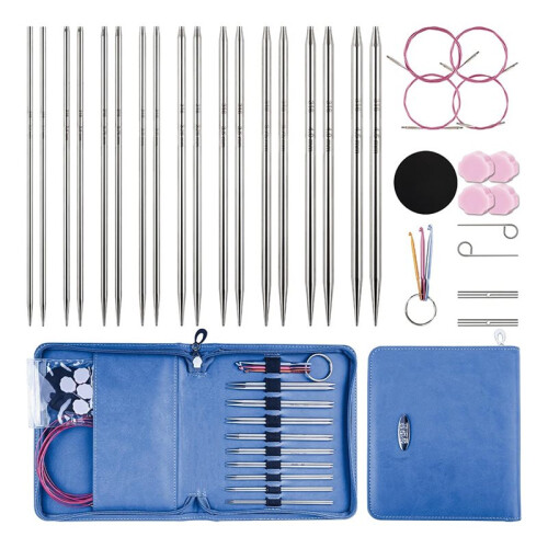 Conjunto de Agulhas Circulares Intercambiáveis de 4,5 Polegadas para Tricô com Renda, Tamanhos US 1, 1,5, 2, 2,5, 4, 5, 6 e 7