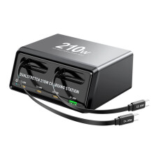210W 6 in 1 Charging Station with Retractable USB-C Cable Fast Charger for Tablet PC Phones Multiple Devices AU Plug