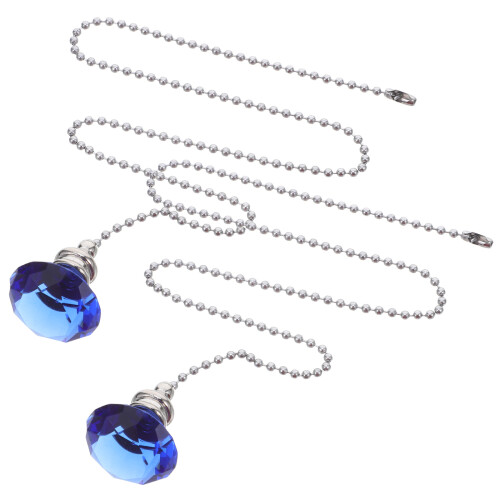 6Pcs Blue Crystal Ceiling Fan Pull Chains Durable Iron Chain Extenders 1