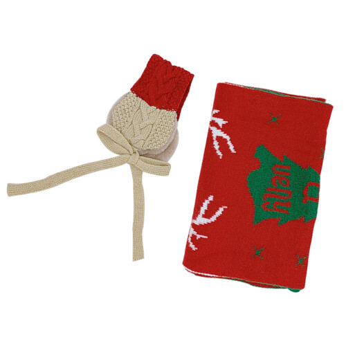 4Pièces Ensemble Écharpe + Cache-Oreilles Enfants Hiver 1