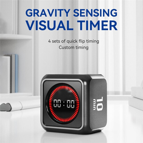 Digital Timer Gravity Sensor Flipping LED Display 4 Preset  Rechargeable  Timer for Cooking Study Shower White 2