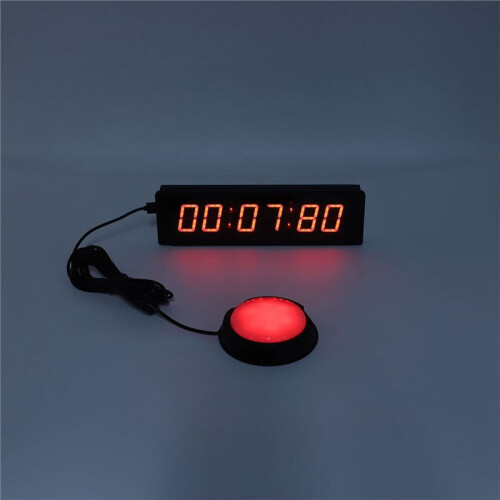 Cronômetro de Corrida LED de 1,5 Polegadas com 6 Dígitos e Display Vermelho, Ideal para Eventos de Corrida e Academia, com Opções de 12/24 Horas, 2