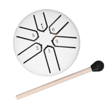 Mini Tamburo a Lingua in Acciaio da 3 Pollici con 6 Note per Meditazione, Sollievo dallo Stress, Bambini Bianco