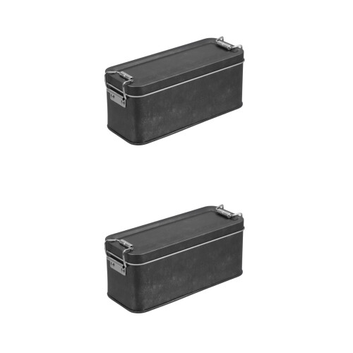 2Pcs Black Tinplate Storage Box with Lid Multi-Use Cookie Candy Case 2