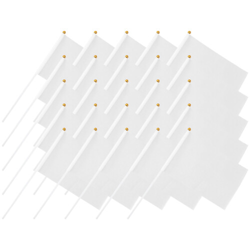 125Pcs Small White Commanding Hand-Crank Flags for Sports Matches 1