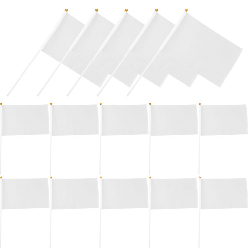 125Pcs Small White Commanding Hand-Crank Flags for Sports Matches 2