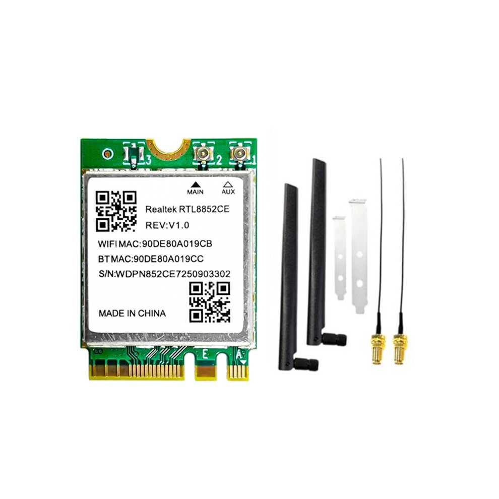 Wifi 6E Rtl8852ce M.2 Network Card With 8Db Antenna Wireless Bt5.3 802.11Ax Adapter 5374M 2.4/5/6Ghz For Windows 10/11 4713191181804