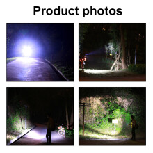 Aluminum Alloy 3-Head Bright USB Rechargeable Flashlight – 250 Lumens, 146mm Black
