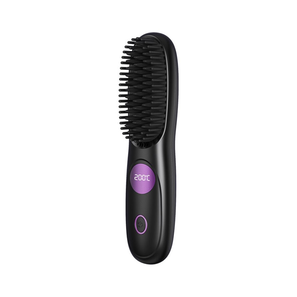 Cordless Hair Straightener Brush,Portable  Hair Straightening Brush with 3 Temperature LED Display,Brush for Travel