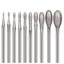 10 Pcs Burr, 3/32 Inch Shank Stone Carving Bits for Rotary Tools (Oval Shape)