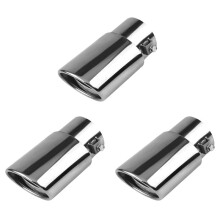 3X Stainless Steel Car Exhaust Tip, 2.1In to 1.5In Universal Exhaust Pipe Modification Tail Throat Tail Pipe (Silver)
