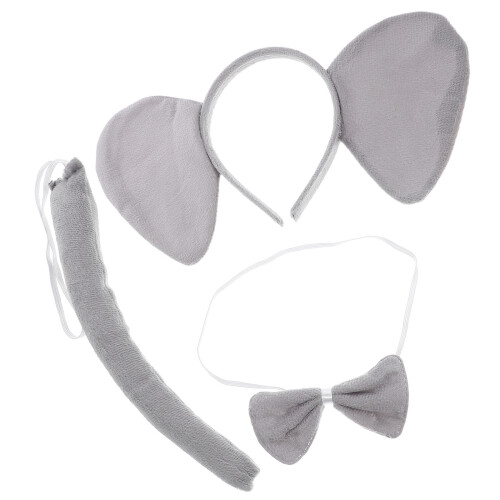2Ensembles Bandeau Éléphant Gris Cosplay Peluche Oreilles Queue 1