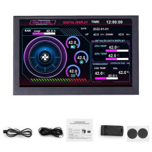 5-Zoll-USB-C-Unterbildschirmgehäuse IPS-Computer-Unterbildschirm Grafikkarte Temperaturüberwachung Statusgehäuse Schwarz