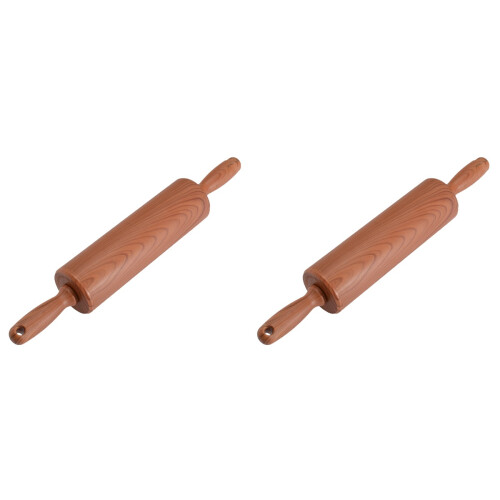 2Pcs Brown Plastic Dough Rolling Pins for Home Baking Use 1