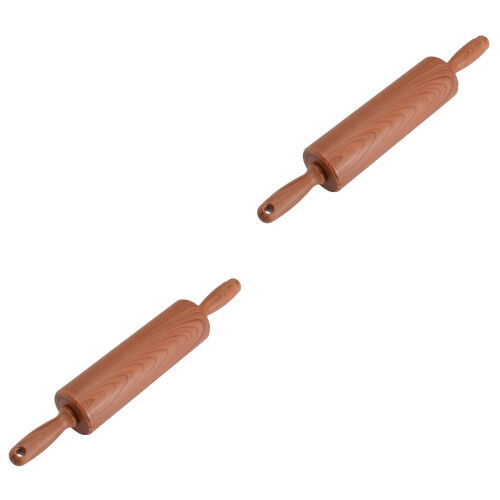 2Pcs Brown Plastic Dough Rolling Pins for Home Baking Use 2