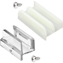2-Size M6219 Sliding Shower Door Bottom Guide Combo Pack-Rails for Glass Shower Doors Fits 1/2in & 3/8in Glass Thickness