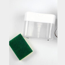 Dispensador de jabón para lavar platos de plástico, con pulsador, 1.1 oz, blanco