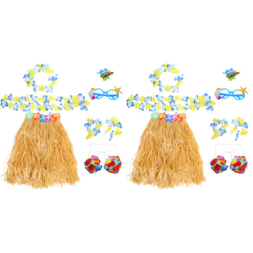 2Sets Hawaiiaanse Hula Rokken Feest Multi Comfortabele Stof 2