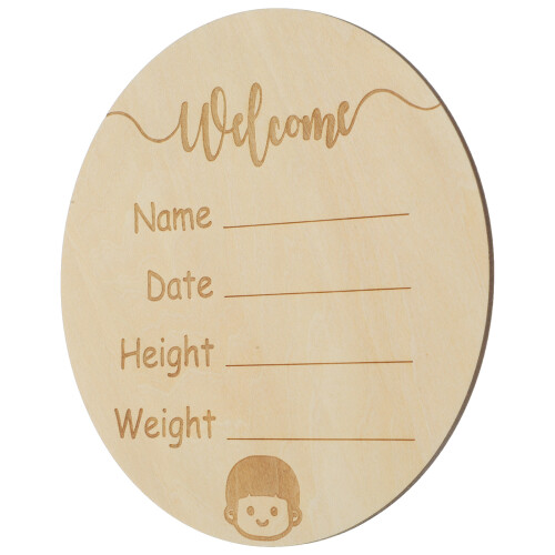 3Pièces Plaques Annonce Bébé Bois Clair Artisanales 2