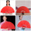2Pièces Éventails Pliables Rouges En Nylon Pour Danse Décoration 6